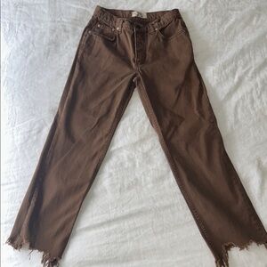 Free People Brown Straight Leg Jeans
